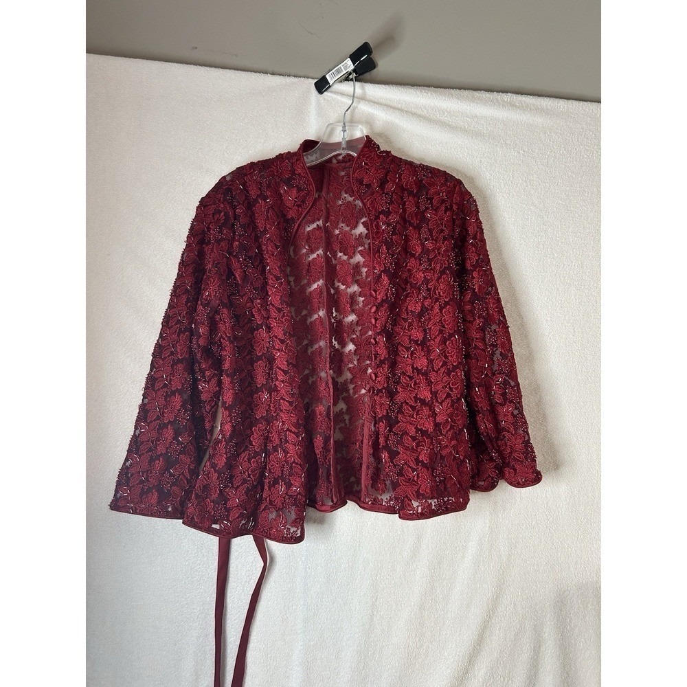 Red Lace Beaded Women's Floral Kimono Stunning Wedding/formal Glam Small